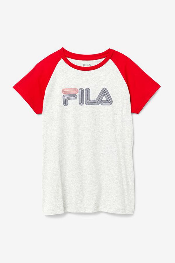 Camisetas Fila Mulher Luz/Vermelhas - Fila Raglan Baseball Loja Online Portugal,PWZO-50783